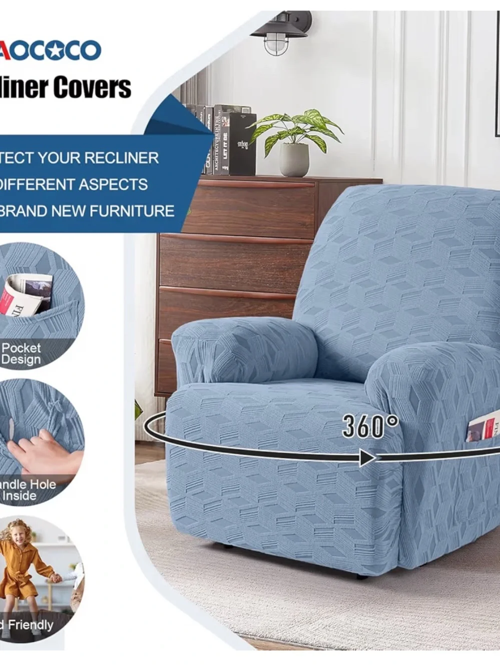 New blue recliner cover